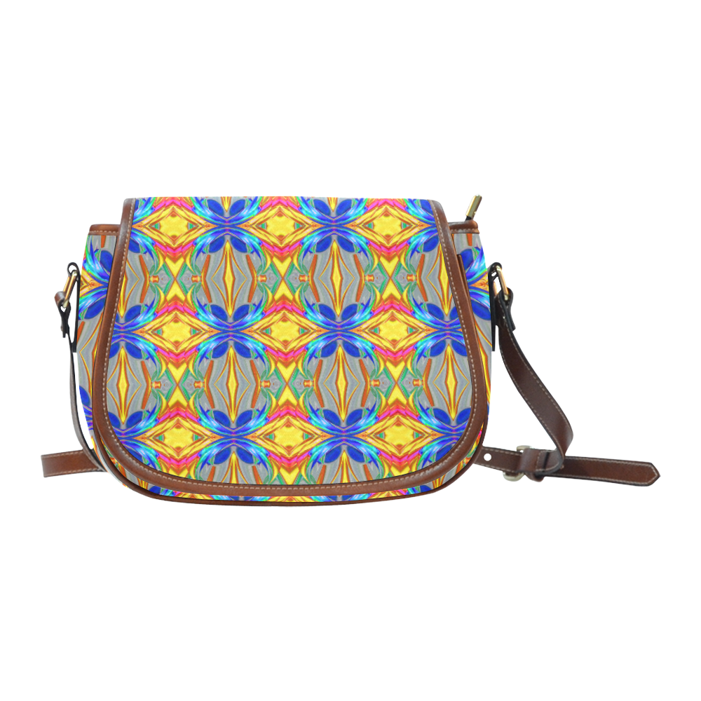 Abstract Colorful Ornament A Saddle Bag/Small (Model 1649) Full Customization