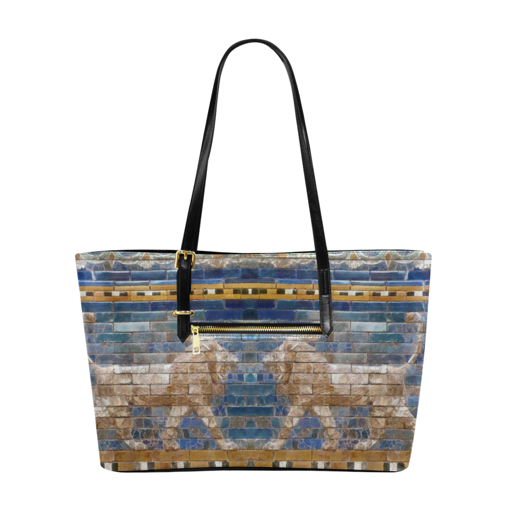 Two Lions And Daisis Mosaic Euramerican Tote Bag/Large (Model 1656)