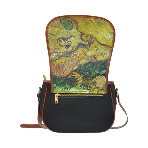 Vincent van Gogh Landscape with Rabbits Saddle Bag/Small (Model 1649)(Flap Customization)