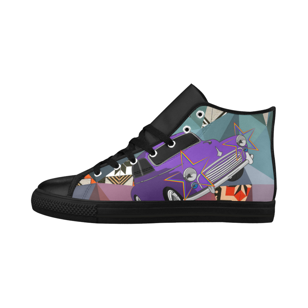 Geometric Collage Aquila High Top Microfiber Leather Women's Shoes/Large Size (Model 032)
