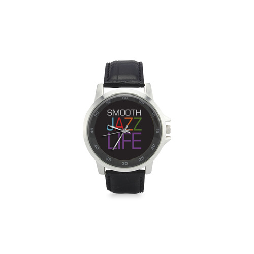 Smooth Jazz Life Logo Watch 1 Unisex Stainless Steel Leather Strap Watch(Model 202)