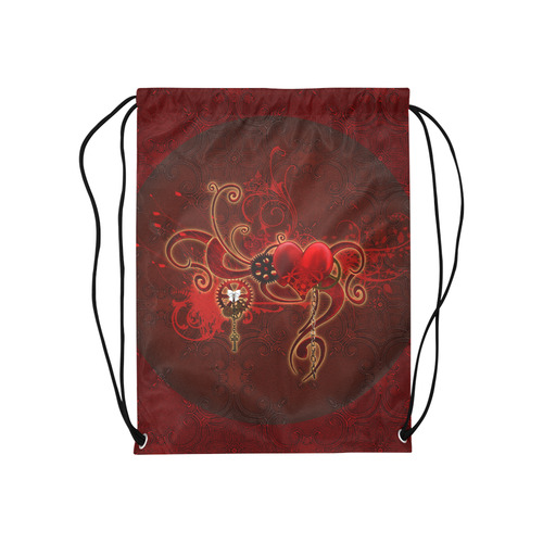 Wonderful steampunk design with heart Medium Drawstring Bag Model 1604 (Twin Sides) 13.8"(W) * 18.1"(H)