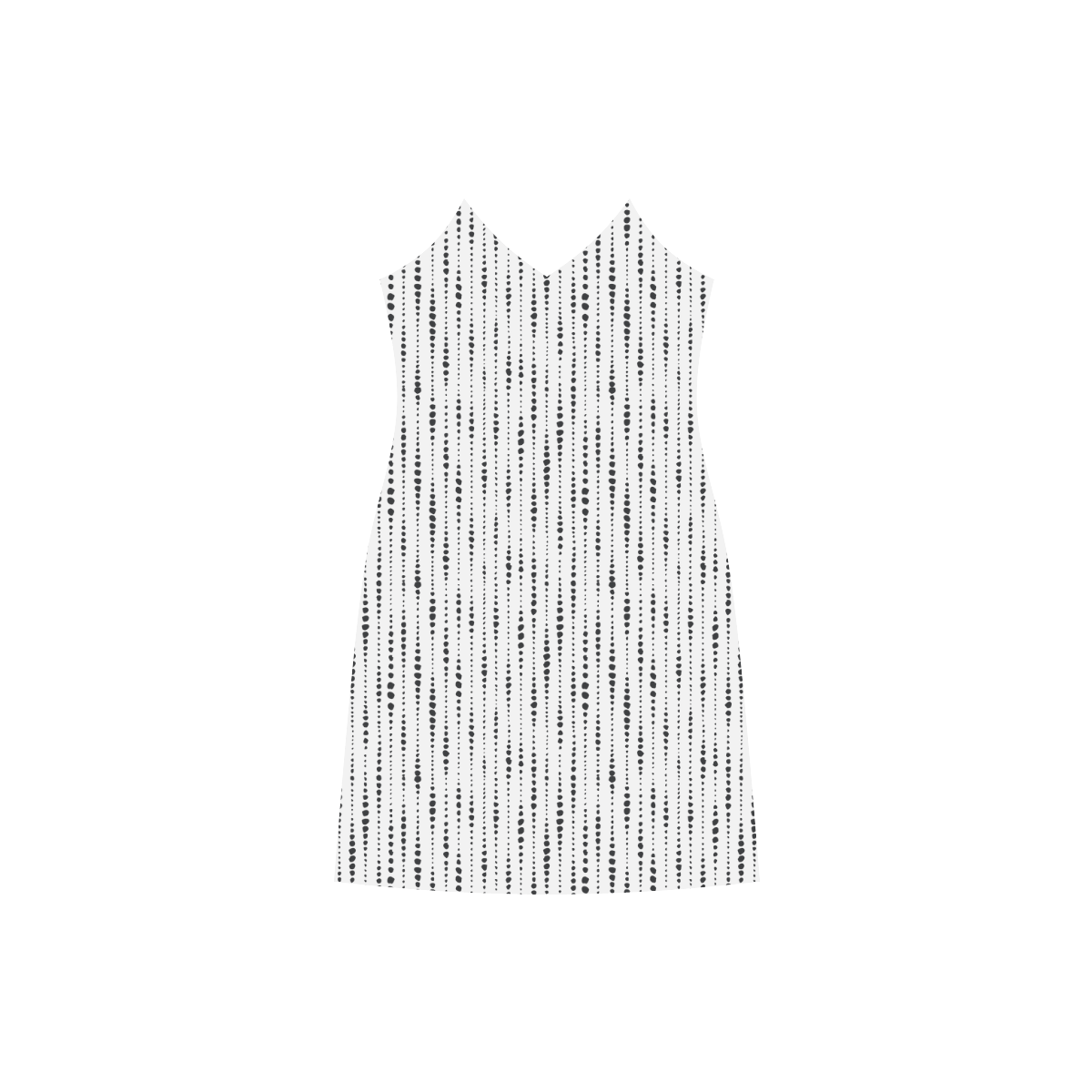 Black Dotted Lines Pattern V-Neck Open Fork Long Dress(Model D18)