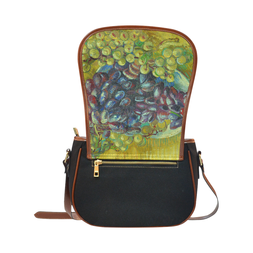Vincent van Gogh Grapes Fine Art Painting Saddle Bag/Small (Model 1649)(Flap Customization)