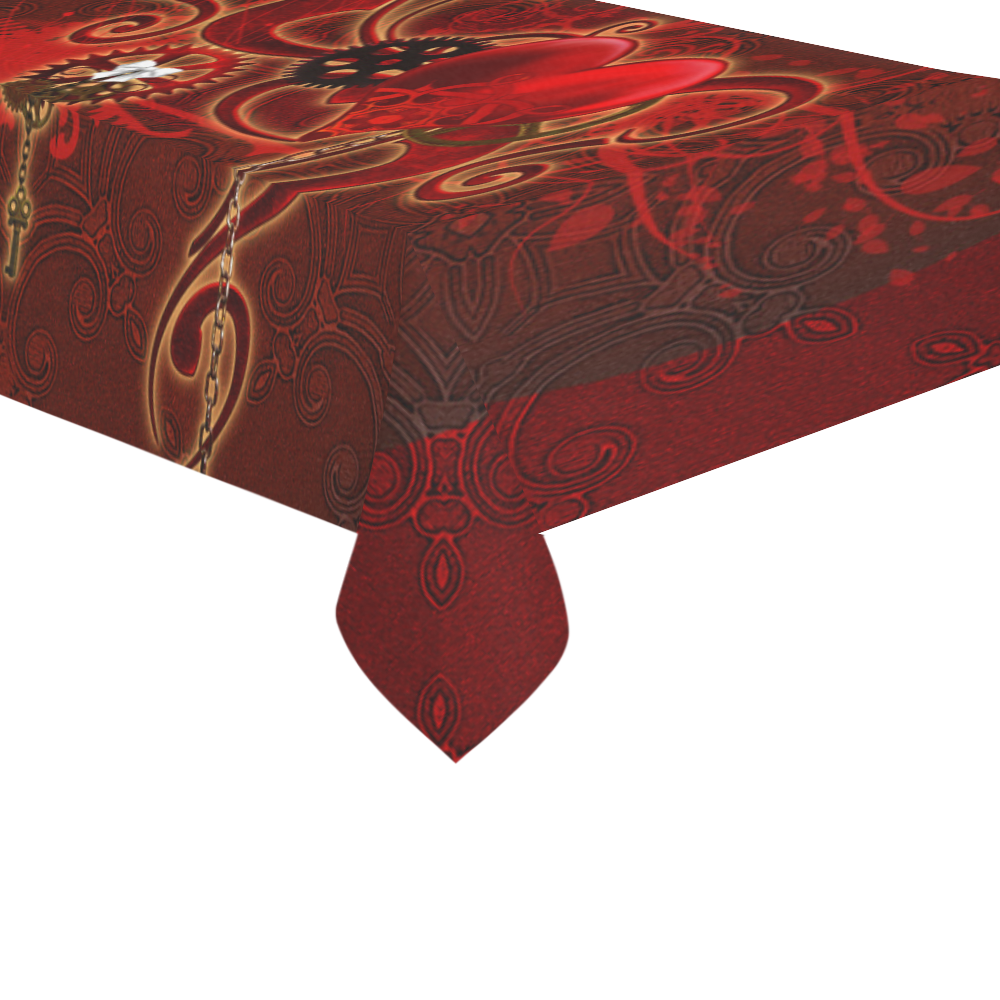 Wonderful steampunk design with heart Cotton Linen Tablecloth 60"x 104"