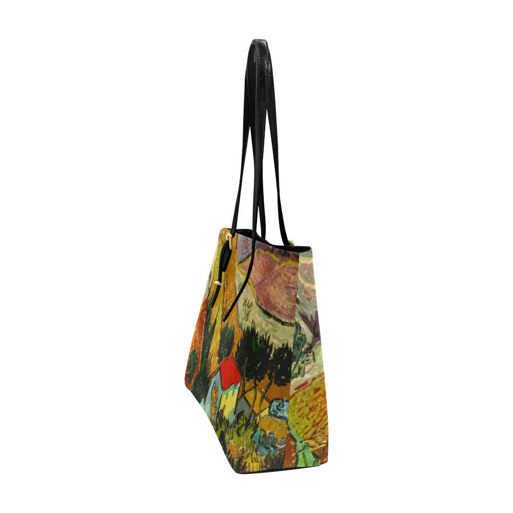 Vincent van Gogh Landscape House Ploughman Euramerican Tote Bag/Large (Model 1656)