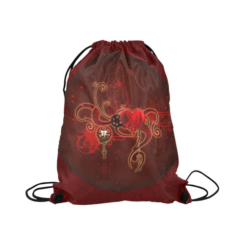 Wonderful steampunk design with heart Large Drawstring Bag Model 1604 (Twin Sides)  16.5"(W) * 19.3"(H)