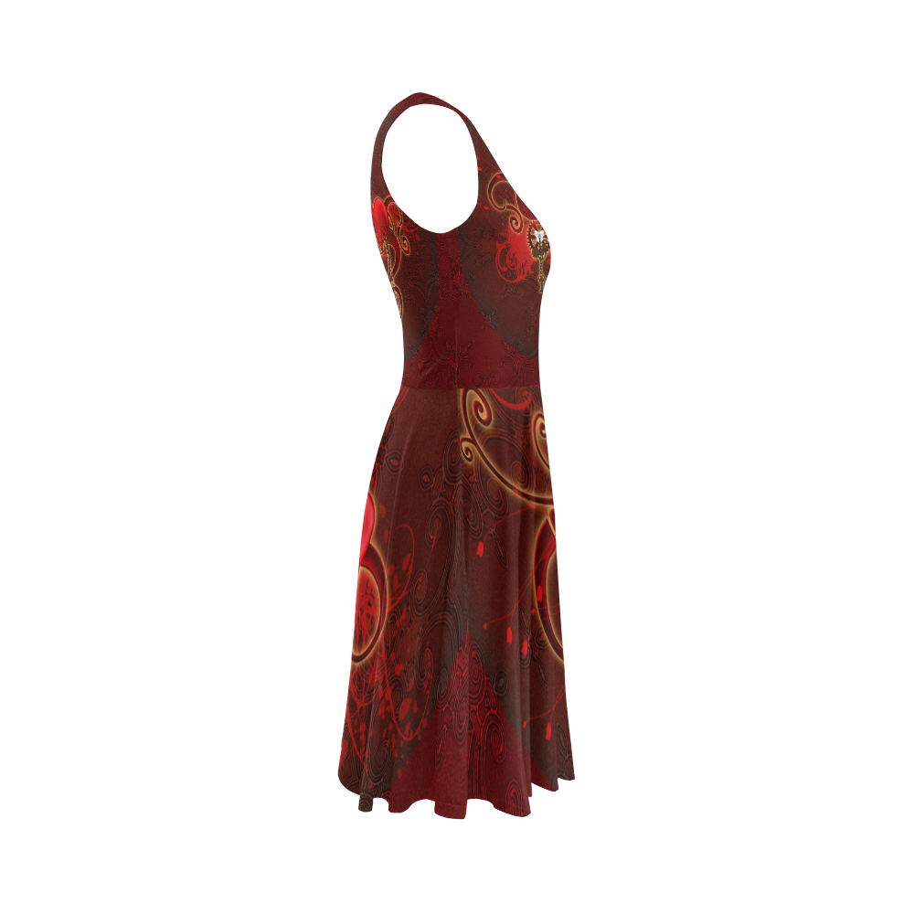 Wonderful steampunk design with heart Sleeveless Ice Skater Dress (D19)