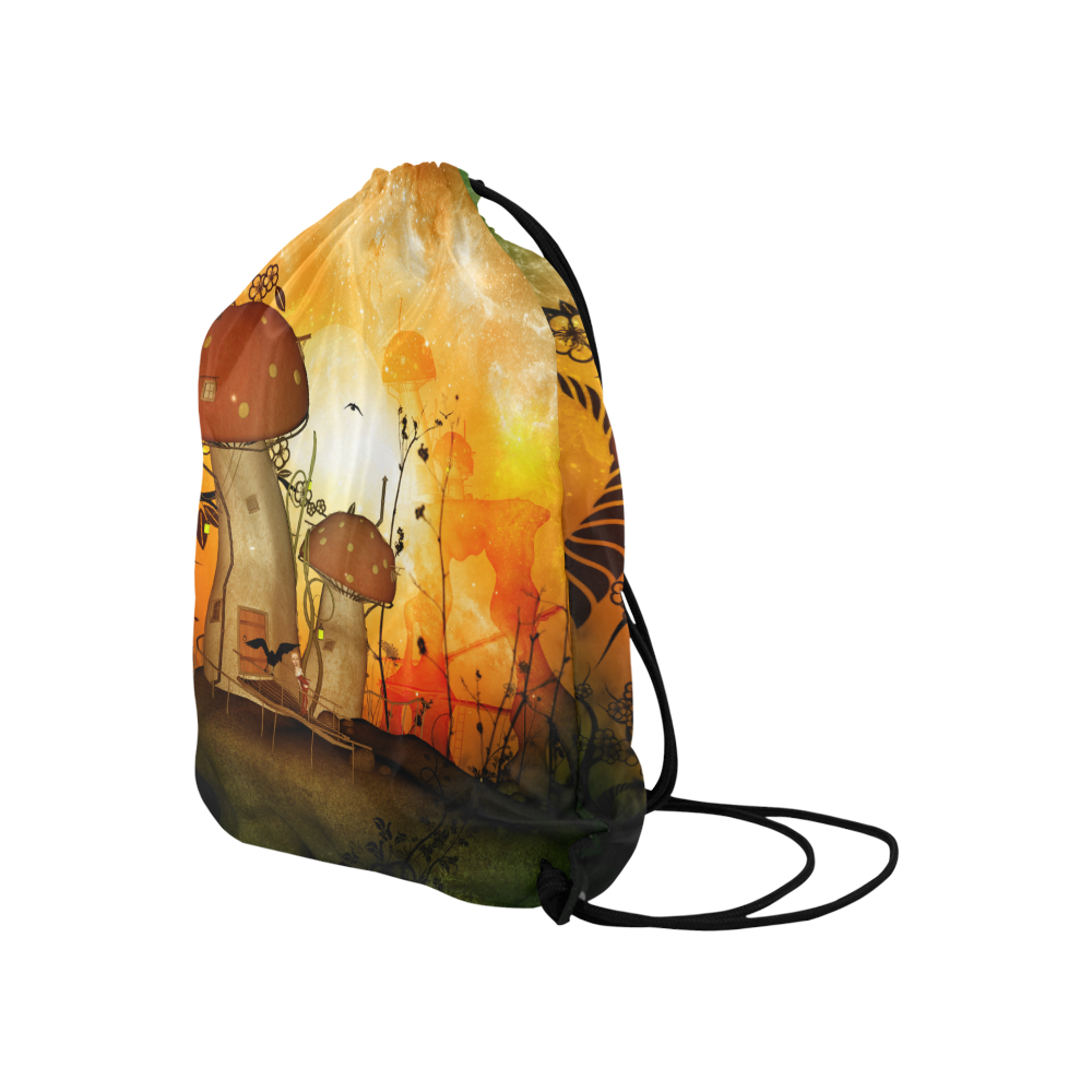 The mushroom house Large Drawstring Bag Model 1604 (Twin Sides)  16.5"(W) * 19.3"(H)