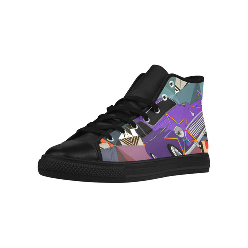 Geometric Collage Aquila High Top Microfiber Leather Women's Shoes/Large Size (Model 032)