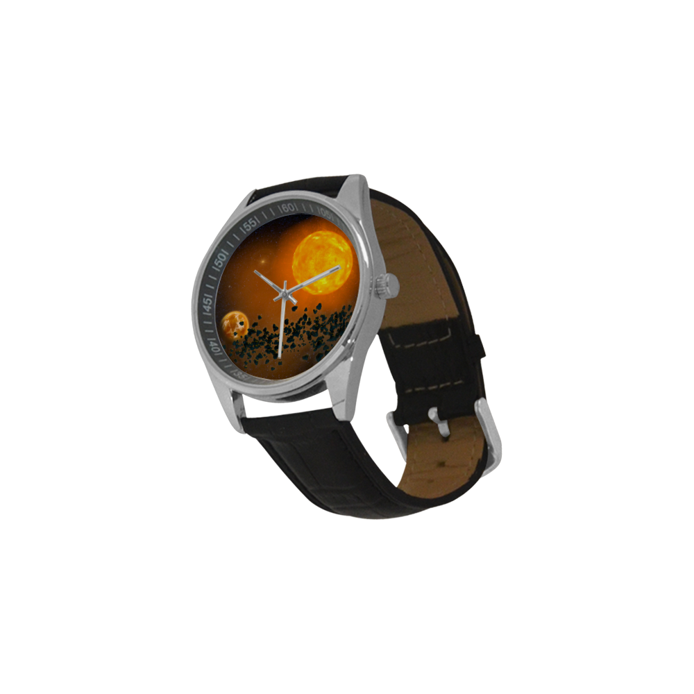 Space scenario - The Apocalypse Men's Casual Leather Strap Watch(Model 211)