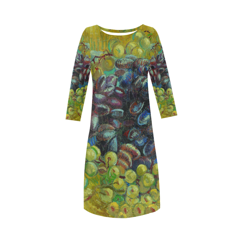 Vincent van Gogh Grapes Fine Art Painting Round Collar Dress (D22)