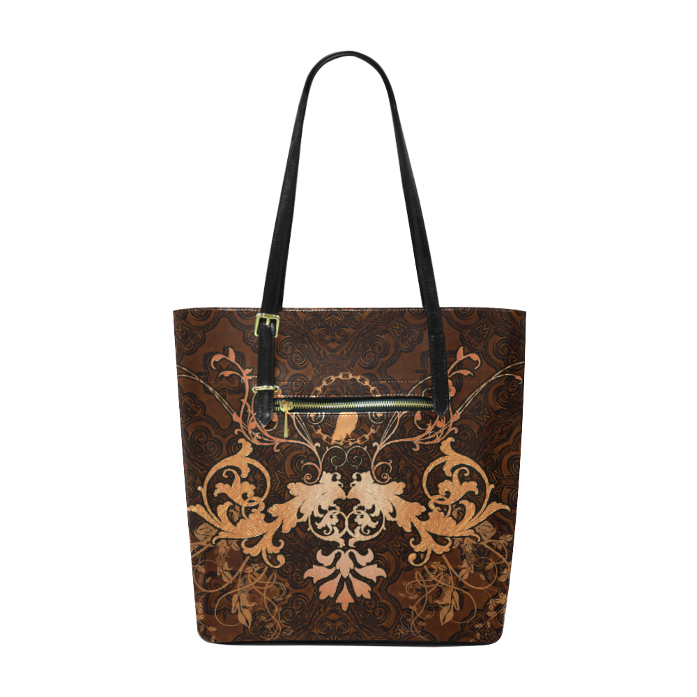 Floral design with crow Euramerican Tote Bag/Small (Model 1655)