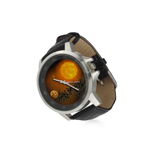 Space scenario - The Apocalypse Unisex Stainless Steel Leather Strap Watch(Model 202)