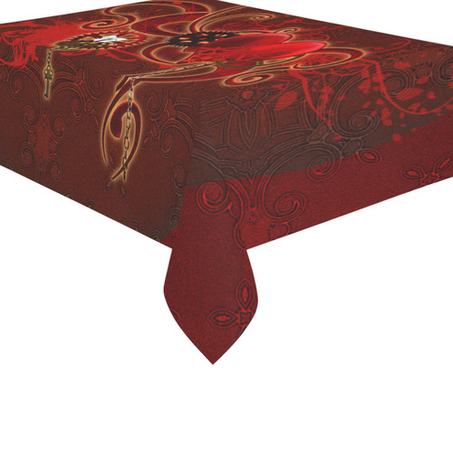 Wonderful steampunk design with heart Cotton Linen Tablecloth 60"x 84"