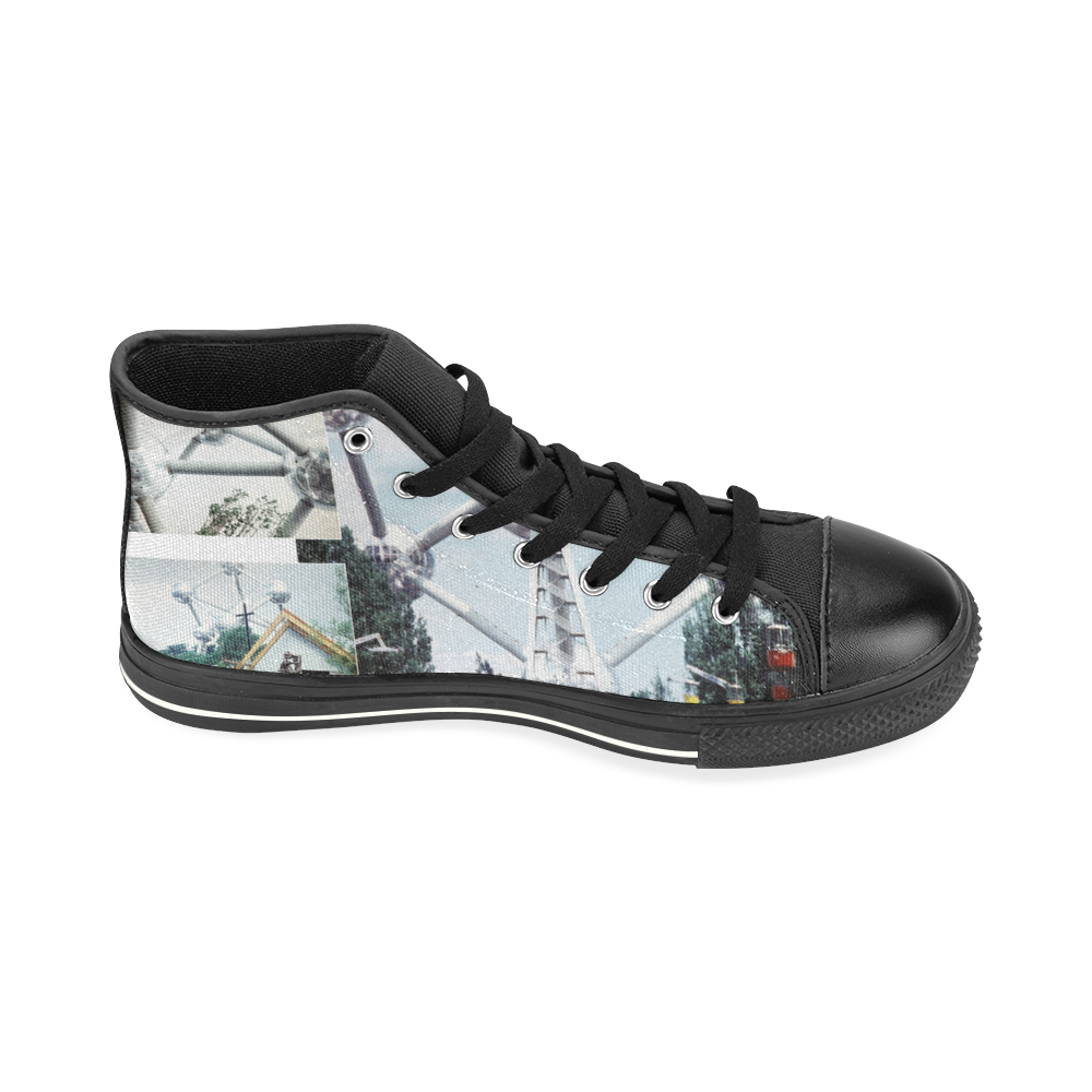 Vintage Brussels Atomium Collage High Top Canvas Women's Shoes/Large Size (Model 017)