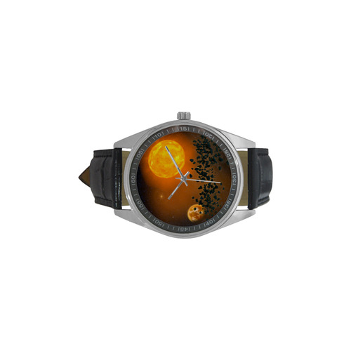 Space scenario - The Apocalypse Men's Casual Leather Strap Watch(Model 211)