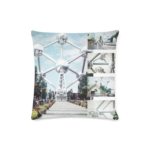 Vintage Brussels Atomium Collage Custom Zippered Pillow Case 16"x16" (one side)