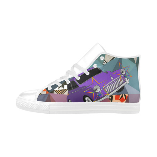 Geometric Collage Aquila High Top Microfiber Leather Women's Shoes (Model 032)
