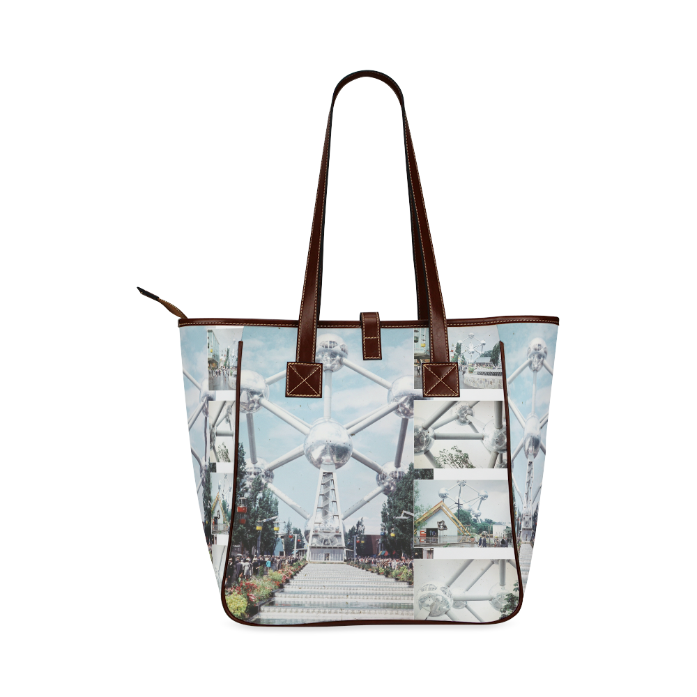 Vintage Brussels Atomium Collage Classic Tote Bag (Model 1644)