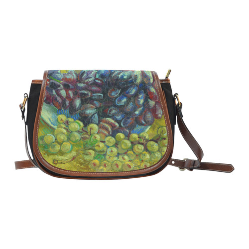 Vincent van Gogh Grapes Fine Art Painting Saddle Bag/Small (Model 1649)(Flap Customization)