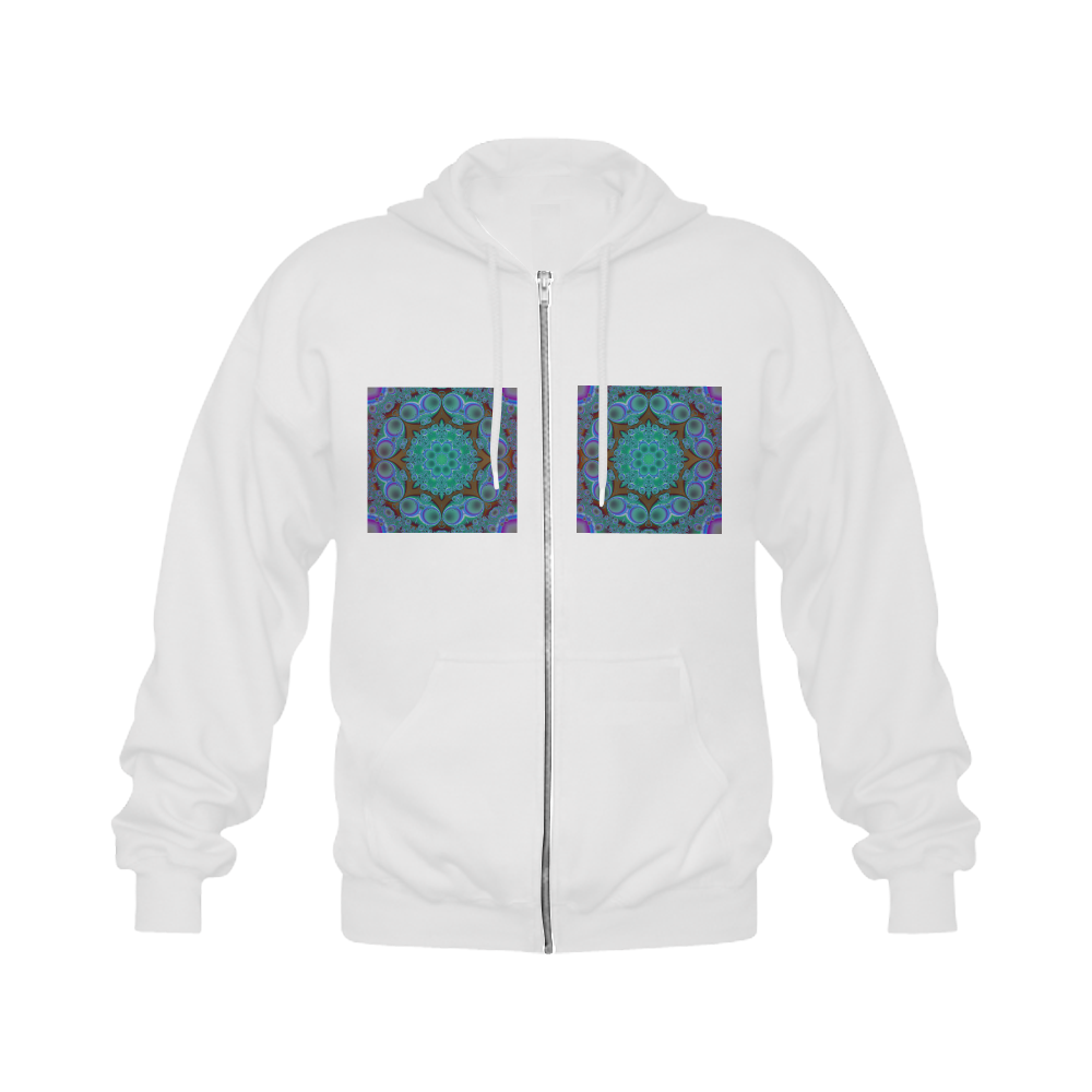 fractal pattern 1 Gildan Full Zip Hooded Sweatshirt (Model H02)
