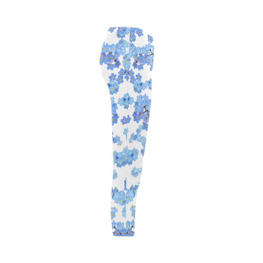 Forget me not floral Pattern Capri Legging (Model L02)