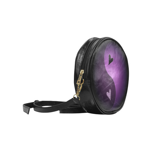 yin yang heart- purple Round Sling Bag (Model 1647)