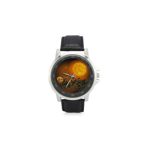 Space scenario - The Apocalypse Unisex Stainless Steel Leather Strap Watch(Model 202)