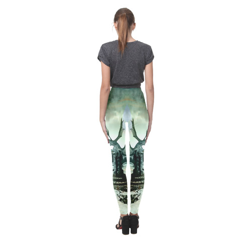 Dragon in a fantasy landscape Cassandra Women's Leggings (Model L01)