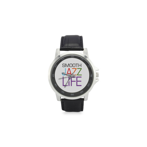 Smooth Jazz Life Logo Watch Unisex Stainless Steel Leather Strap Watch(Model 202)