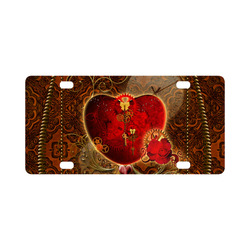 Steampunk, valentines heart with gears Classic License Plate