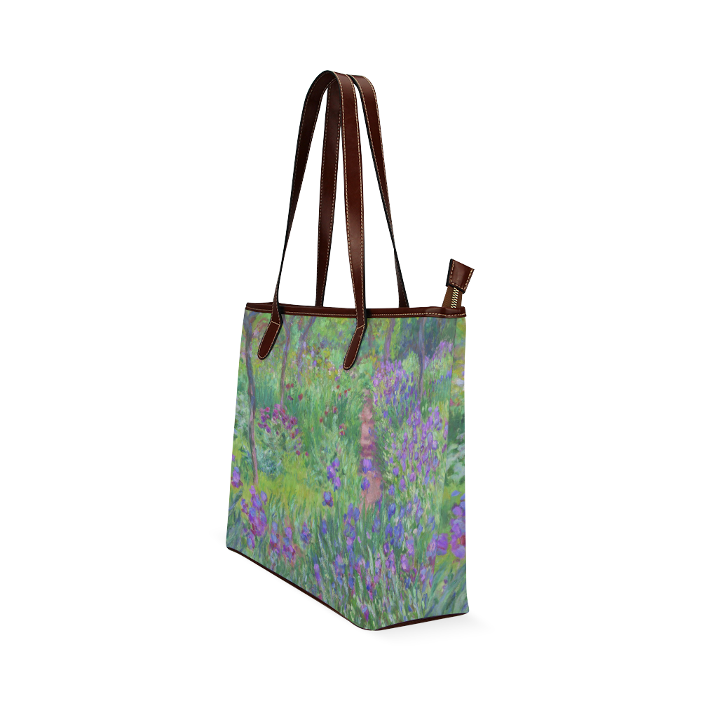 Claude Monet Iris Garden Giverny Floral Shoulder Tote Bag (Model 1646)