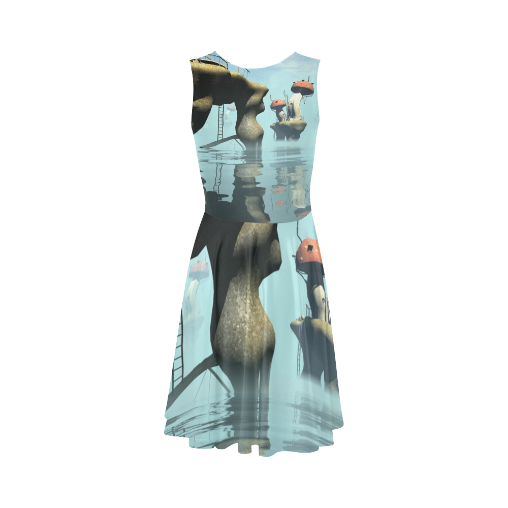 Fantasy seascape Sleeveless Ice Skater Dress (D19)