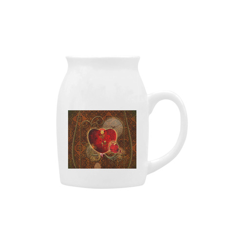 Steampunk, valentines heart with gears Milk Cup (Small) 300ml