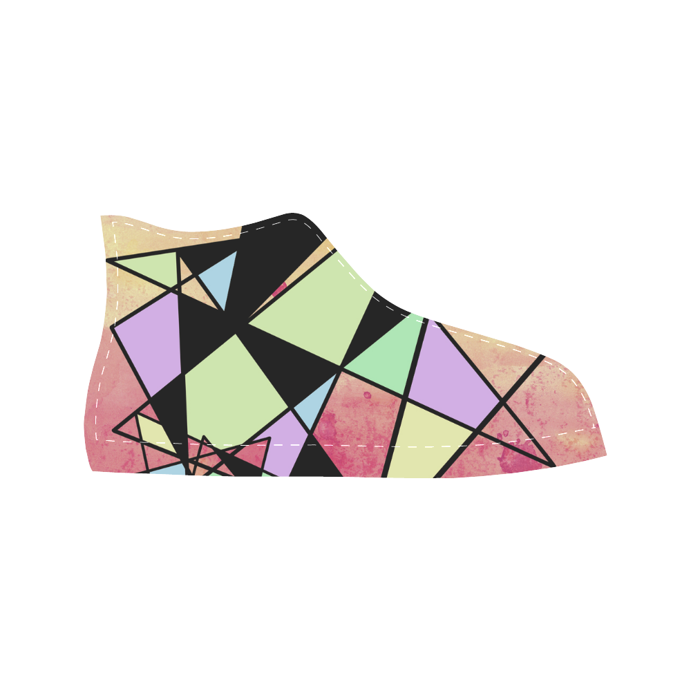 Geometric shapes Aquila High Top Microfiber Leather Women's Shoes (Model 032)