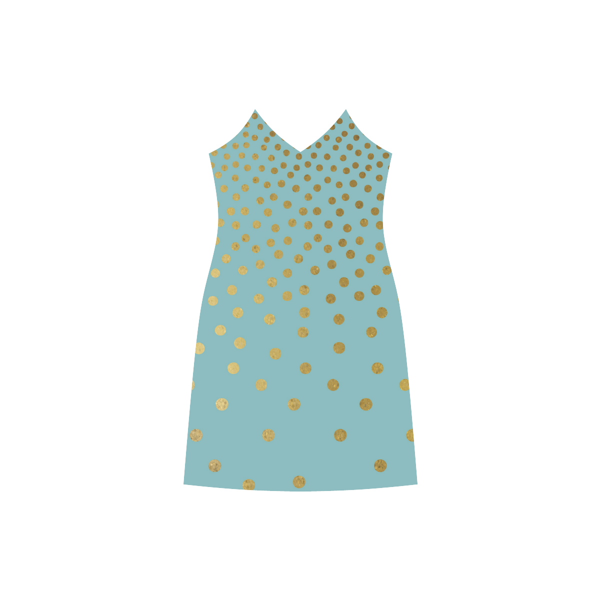 Gold Elegance Polka Dots Shower V-Neck Open Fork Long Dress(Model D18)