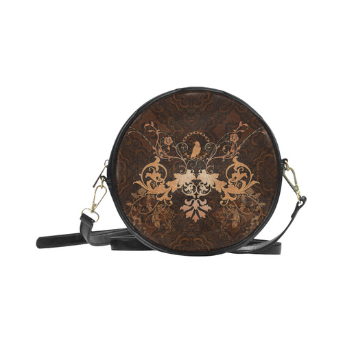 Floral design with crow Round Sling Bag (Model 1647)