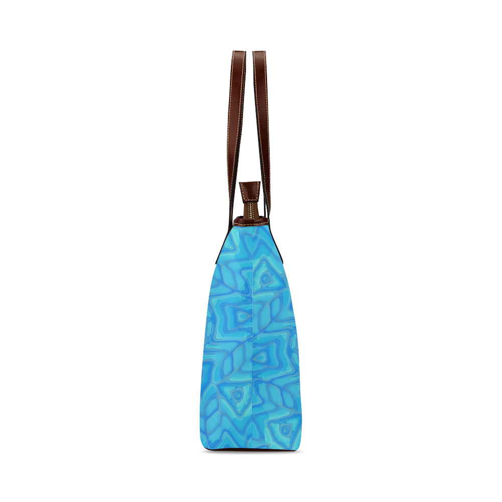 Blue Green and Turquoise Ice Flower Shoulder Tote Bag (Model 1646)