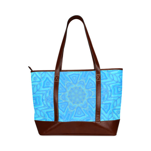Blue Green and Turquoise Ice Flower Tote Handbag (Model 1642)