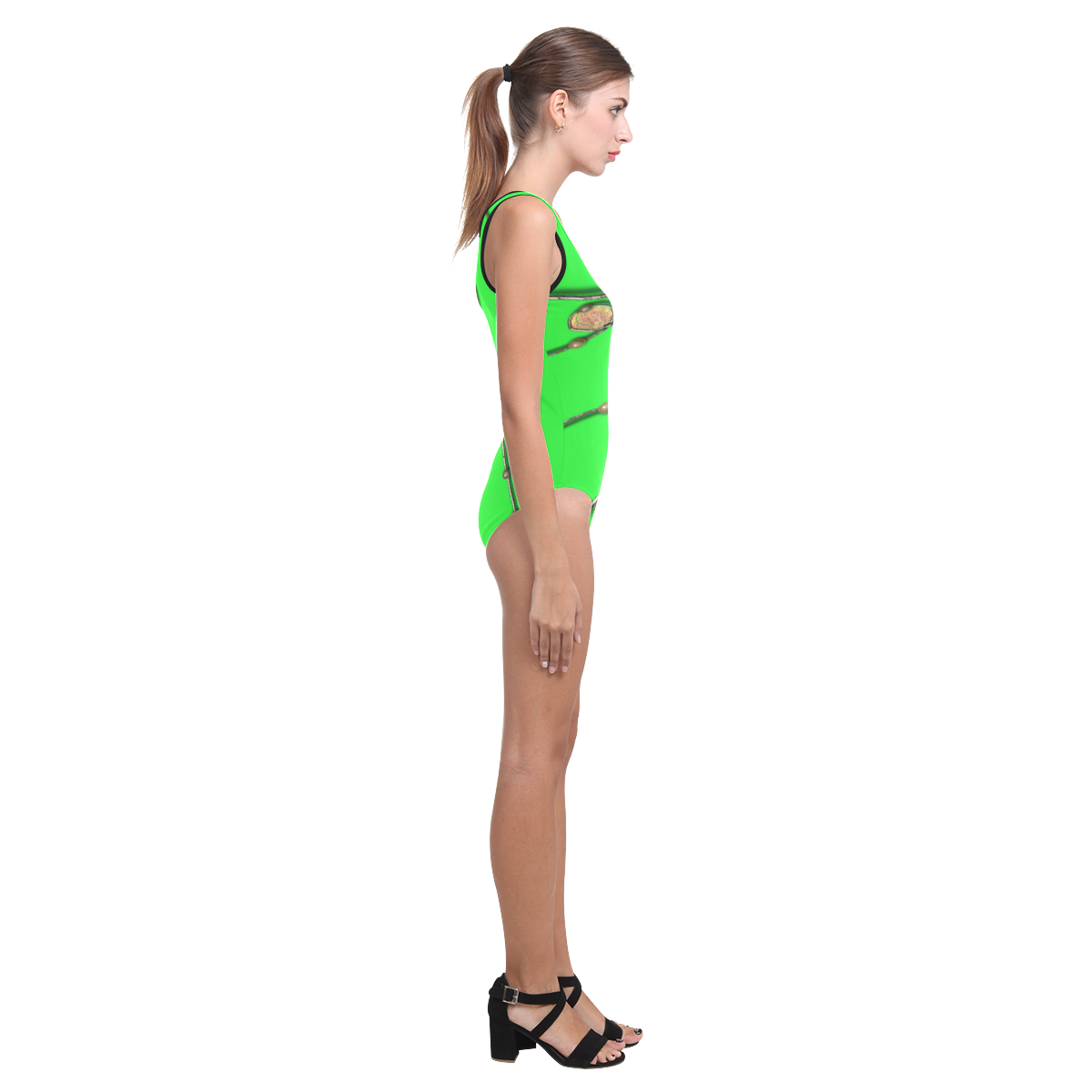 Swim suit in Neon green delight-Annabellerockz Vest One Piece Swimsuit (Model S04)