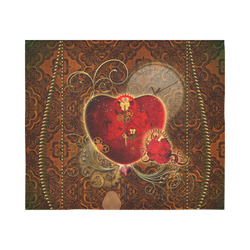 Steampunk, valentines heart with gears Cotton Linen Wall Tapestry 60"x 51"