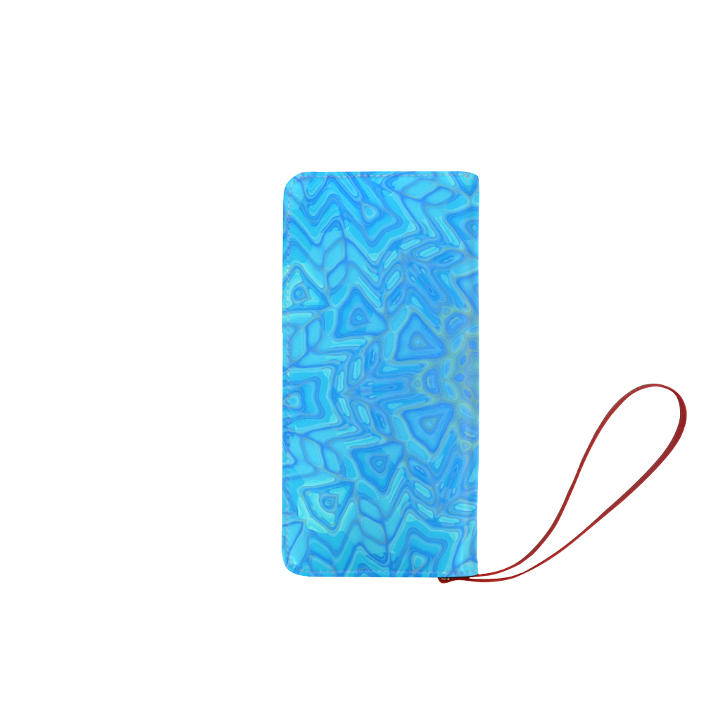 Blue Green and Turquoise Ice Flower Women's Clutch Wallet (Model 1637)