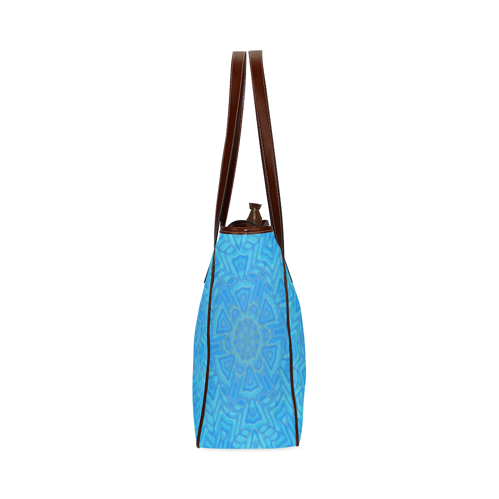 Blue Green and Turquoise Ice Flower Classic Tote Bag (Model 1644)