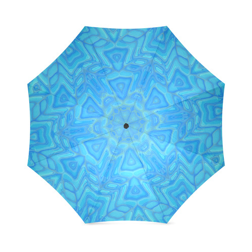 Blue Green and Turquoise Ice Flower Foldable Umbrella (Model U01)