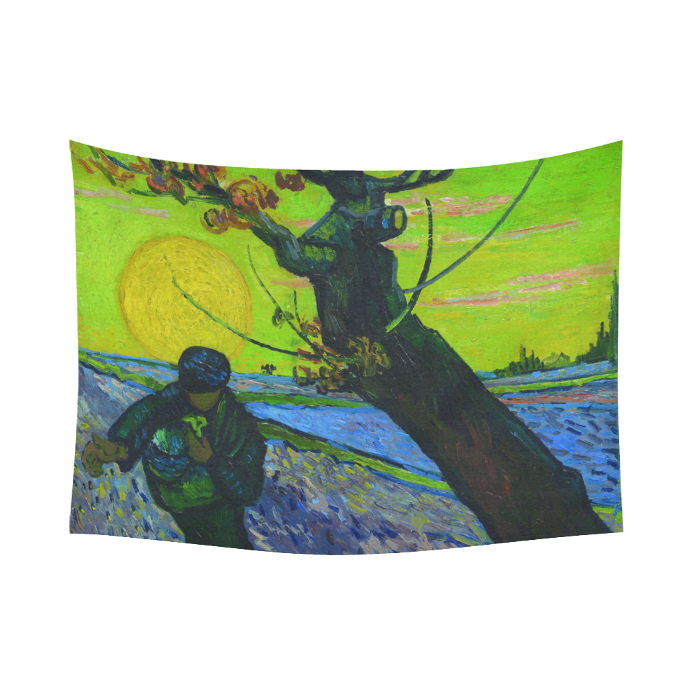 Vincent van Gogh The Sower Landscape Cotton Linen Wall Tapestry 80"x 60"
