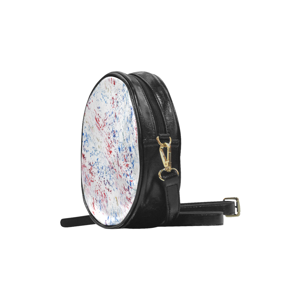 Scratchy Red White & Blue Round Sling Bag (Model 1647)
