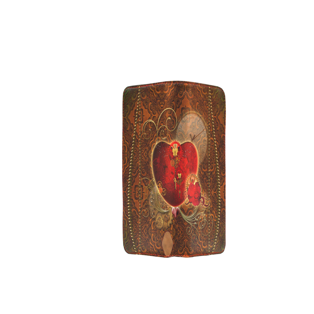 Steampunk, valentines heart with gears Women's Clutch Wallet (Model 1637)