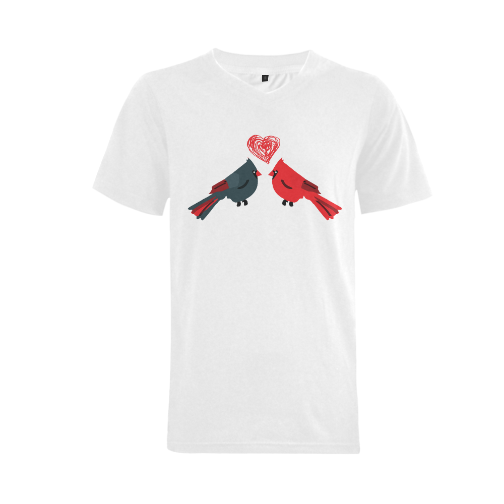 Birds in love T-shirt Men's V-Neck T-shirt  Big Size(USA Size) (Model T10)