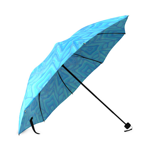 Blue Green and Turquoise Ice Flower Foldable Umbrella (Model U01)